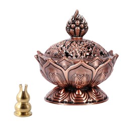 FYQOAN Quemador de Incienso en Forma de Loto，Quemador de Incienso Antiguo Estilo Vintage Diseño Loto，para Manualidades, Decoración del Hogar (Gold)