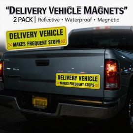 2PCS Reflective Delivery Driver Magnet for Car,Eye-catching Frequent Stops Car Magnet as Delivery Driver Accessories,Waterproof Deliveries Magnetic Cars Sign Cars Accessories (2PCS)