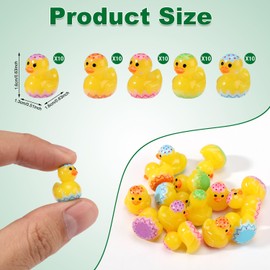 50pcs Mini Tiny Easter Resin Ducks, 5 Colors Miniature Small Little Duck Figurine in Egg for Easter Party Decor and Favor(Blue, Pink, Green, Purple, Orange)