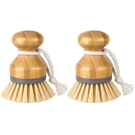MR.SIGA Bamboo Palm Brush, Dish Scrub Brush, Bamboo Dish Brush, Pack of 2 | Scrub brush for dishes, pans, pots, kitchen sink cleaning, palm scrubber, 