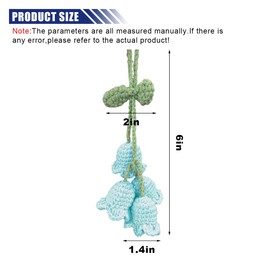 Car Mirror Hanging Accessories, Cute Crochet Suzuran Car Rearview Mirror Charm, Handmade Knitting, Fit for Backpack, Keychain (Blue)