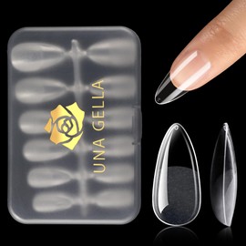 UNA GELLA Medium Almond Nail Tips, 12 Sizes Gel X Nail Tips Almond Shape, 120Pcs Pre-file Soft Gel Nail Tips Clear Acrylic Fake Nails Full Cover Nail Tips for Nail Extension DIY Salon Long Lasting