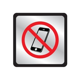 HY-KO Products 496 No Cell Phones Square Plastic Plaque, 4.5" x 4.5", Red/Black/Silver/Black