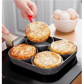 Egg Pan, 4 Cup Egg Pans Nonstick, Healthy Breakfast Pancake Pan, Aluminum Omelette Pan, Easy Clean Small Egg Frying Pan, Fried Egg Cooker Suitable for Gas Stove & Induction Cookware