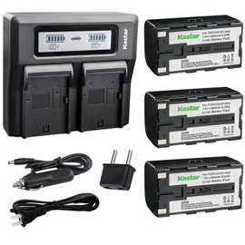 Kastar Battery 3 Pack and LCD Dual Fast Charger for Topcon BT-65Q, Topcon BC-30 BC-30D BT-30, Topcon Total Stations FC-200 FC-2200 FC-2500 GPT-7000i GTS-750 GTS-751 GPT-7500 GTS-900 GPT-9000