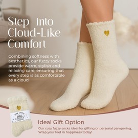 American Trends Coral Fleece Cloud Socks Ultra-Soft Fuzzy Warm Sleep Socks Cozy Unisex Gifts for Birthday Self-Care 1Pack White Happybirthday