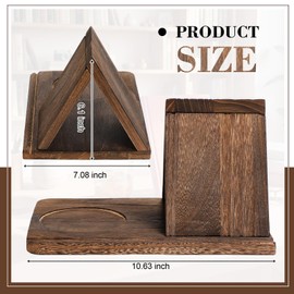SiliFine Wooden Book Stand for Reading Rest Triangle Book Holder Small Bookshelf with Cup Holder for Bedroom Nightstand Office Desk Library Table Centerpiece Reading Essentials Gifts(Brown)
