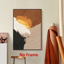 Brown and Beige Abstract Wall Art Modern Brown Paintings Beige Textured Painting Abstract Texture Wall Art Modern Abstract Pictures Black White Brown Abstract Art for Living Room 16x24inch Frameless