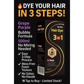 NLTRO 3-in-1 Bubble Hair Dye – Grape Purple | 500ml | Quick & Easy DIY Color