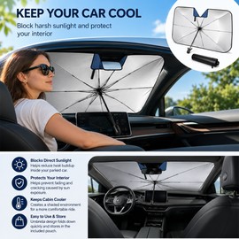 Car Windshield Sun Shade Umbrella for Sun Protection – Foldable Design with 360° Bendable Handle for Cars & SUVs