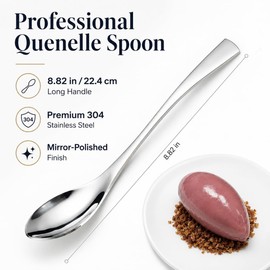 YCHLonlive Quenelle Spoon, 8.82 Inch Stainless Steel Rocher Spoon, Dessert Plating Spoon for Shaping Ice Cream, Mousse, Puree and Pastry Presentation, Silver