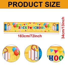 BOXOB Back to School Table Runner, 72x13in Linen Back School Tablecloth Season Table Cloth Machine Washable Table Cover Perfect Classroom Home Party Decorations and Supplies