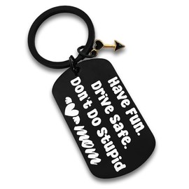 Zguhsadl Funny Keychain Gifts for Son Daughter From Mom Teenager Gag Gifts for Teen Boys Girls Coming of Age Birthday Key chain Gift Have Fun Drive Safe Don't Do Stupid Keyring