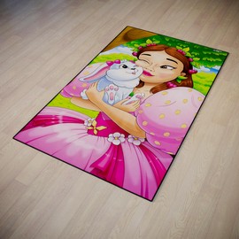 Pink Washable Rug Princess Rug for Girls Room Coloring Activity Rug Markers Doodle Mat Pink Room Décor Placemat Fun Family Activity All Ages Extra Small (18"x30")