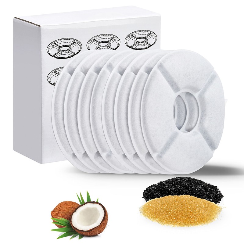 12Pcs Cat Water Fountain Filters Triple Filtration Water Purification Round