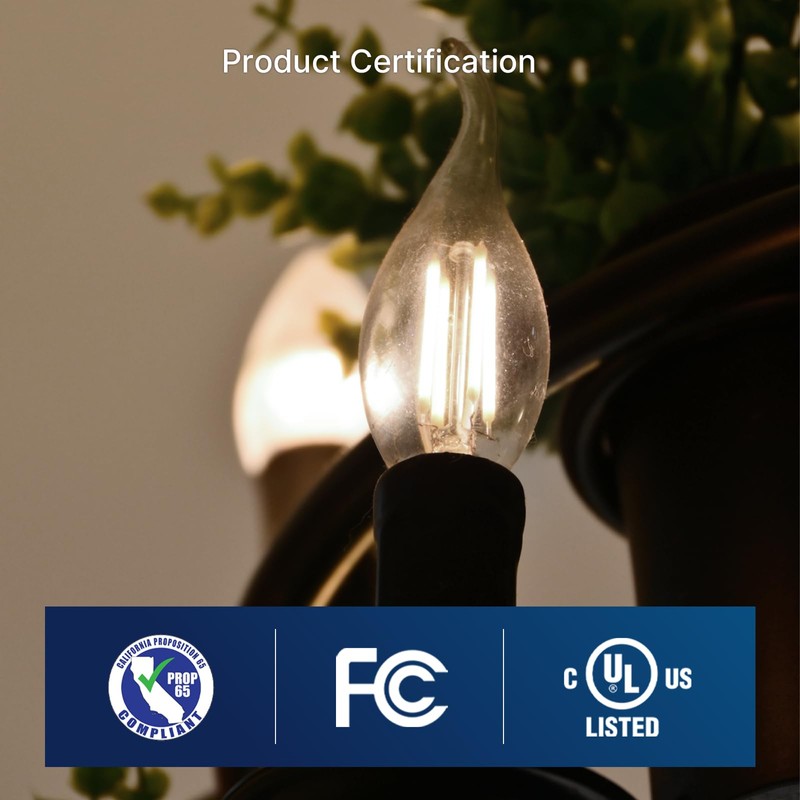 FLSNT LED Candelabra Light Bulbs, CA11 E12 Chandelier LED Light