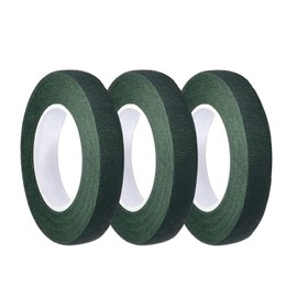 LEBQ Pack of 3 Green Florist Stem Stem Ribbon Decorative Ribbon 1/2 Inch x 90 Feet (Dark Green)