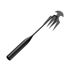 Michear Unkrautabzieher, Handwerkzeug, M-Form, Löwenzahn-Abzieher, langer Griff, Edelstahl, 4 Krallen, loser Boden, Haken, Gartengeräte zum Ziehen, Umpflanzen (schwarzer Stahlgriff)