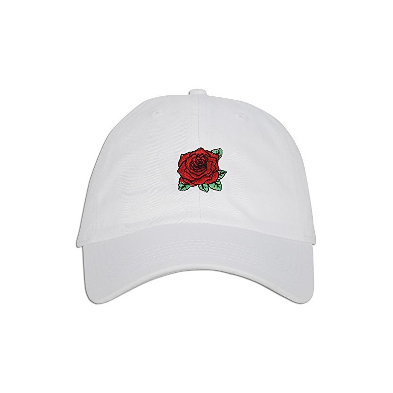 JLGUSA Red Rose Embroidered Dad Cap Hat Adjustable Polo Style