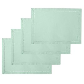 Encasa Cotton Hemstitch Design Placemats (Set of 6) - Mint Green | 48 x 32 cm | Modern Colours and Washable Fabric Placemats