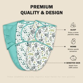 Cute Castle 3-Pack Baby Swaddle Sleep Sacks - Newborn Swaddle Sack - Ergonomic Baby Swaddles Blanket Warp for Boys and Girls - Baby Essentials (0-6 Months - Green)