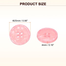 HARFINGTON 50 botones de costura redondos de resina de 25 mm (0.98 pulgadas), 4 agujeros para manualidades y ropa, decoración de manualidades, color rosa