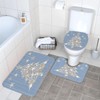 Ansouyi 4Pcs Bathroom Shower Curtain Sets with Non-Slip Rugs, Toilet