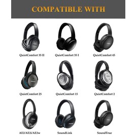 QC35 Replacement Ear Pads, as Great as The OEM QuietComfort 35 II Replacement Earpads Comfortable Ear Cushion Compatible with Bose QuietComfort 35/QC35 II/QC25/QC15/QC2 Bluetooth Headphones (Silver)