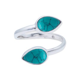 Ring 925 Silver Stone Adjustable Gemstone Real Silver Women's Sterling Silver Gift (MRV-087), Silver Gemstone, Turquoise