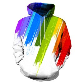 Neemanndy Sweatshirts for Men Women Colorful Graphic Hoodies Casual 3D Printed White Hooded Sweater with Pocket, Large