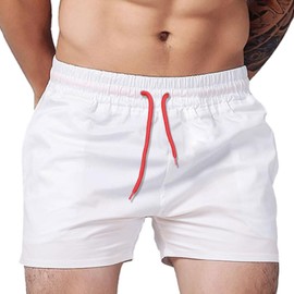 palglg Men's 4" Inseam Running Shorts with Zipper Pocket Without Lining White 2XL