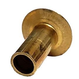 7-6 Brass SEMI-Tubular Rivet - 3/16" Diameter X 3/8" Diameter.359 Head Diameter.187 Hole Depth, Plain Finish (Pack of 100 Pieces)