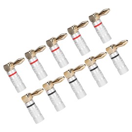 Zopsc 10 Conectores Tipo Banana Chapados en Oro, Conectores Tipo Banana de Cobre de 24 Quilates Y 4 Mm, Conectores Tipo Banana con Curva en L de 90 Grados, Conector Tipo Banana para