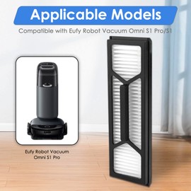 (4 Pack) Omni S1 Pro Replacement HEPA Filters Compatible With Eufy Omni S1 Pro Robot Vacuum Cleaner, Filters Accessories Kit, Filter Kit