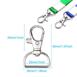 Weniubit Pack of 40 Silver Swivel Carabiner Key Rings with D-Ring, Swivel 360° Rotatable, Inner Width 25 mm Key Carabiner for Backpack, Handbag, DIY