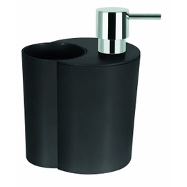 Spirella Sun & Moon 2in1 Soap Dispenser & Tumbler, Black, 12 x 10 x 17 cm