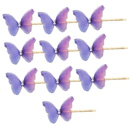 minkissy 10pcs Pearl Purple Butterfly Hair Clips Girls Hair Accessories Double Layered Sheer Design