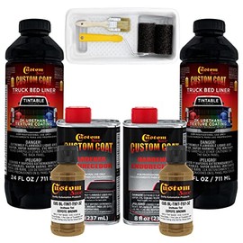 Custom Coat Federal Standard Color # 25010 Coyote Brown T97 Urethane Roll-On, Brush-On or Spray-On Truck Bed Liner, 2 Quart Kit with Roller Applicator Kit - Textured Car Auto Protective Coating