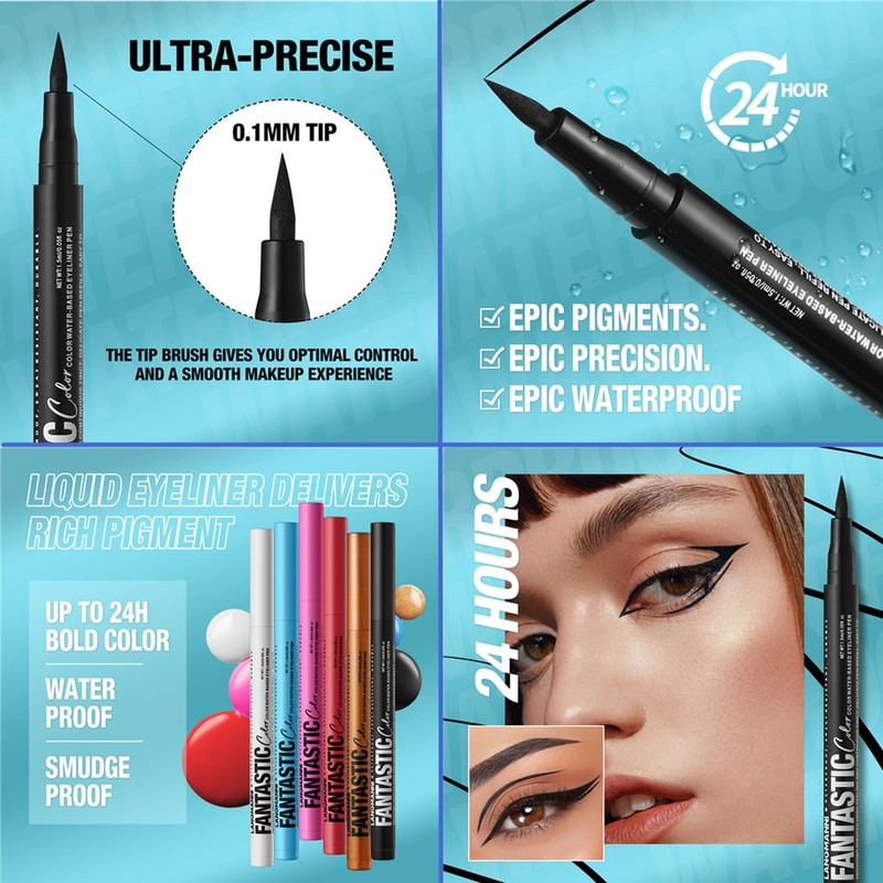 Beauty Searcher 12 Colors Matte Liquid Eyeliner Set, Ultra Precision,