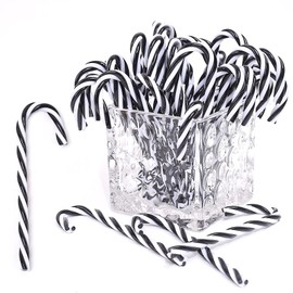HERZWILD 32 x Black Christmas Tree Decorations Candy Canes for Hanging Christmas Decoration Pendant Candy Cane Ornaments Xmas Tree Hanging (Black, 12 cm (without Hole))