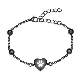 QGJNSGC Pet Paw Urn Bracelet for Ashes, Adjustable Heart Ashes Bracelet for Pets Ashes Stainless Steel Dog Cat Cremation Jewelry Cremation Keepsake, Fur