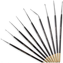 Juego de Brochas de 9 Piezas, Brochas de Primera Calidad para Detalles Finos, Brochas de Punta Súper Fina para Pintura Acrílica, Acuarela, Pintura al Oleo, Cara, Uñas, Modelado, Detalles y Más