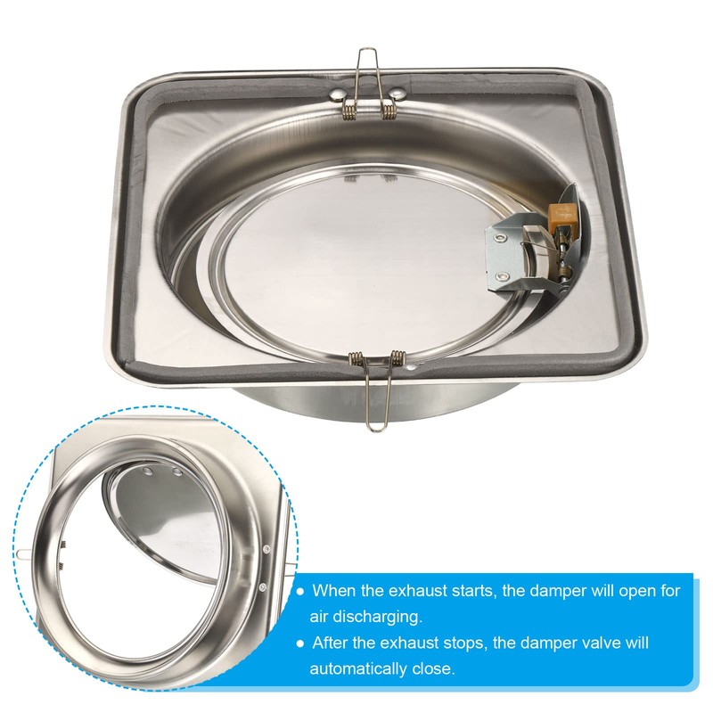 PATIKIL 7" Backdraft Damper with Ducting Hose Clamp, 1 Set