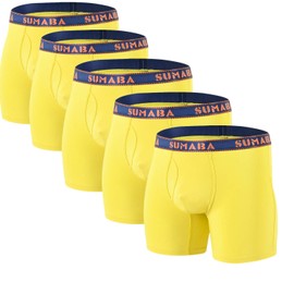 SUMABA Men's Underwear 5-Pack Comfortable Long Leg Underpants for Men L Yellow