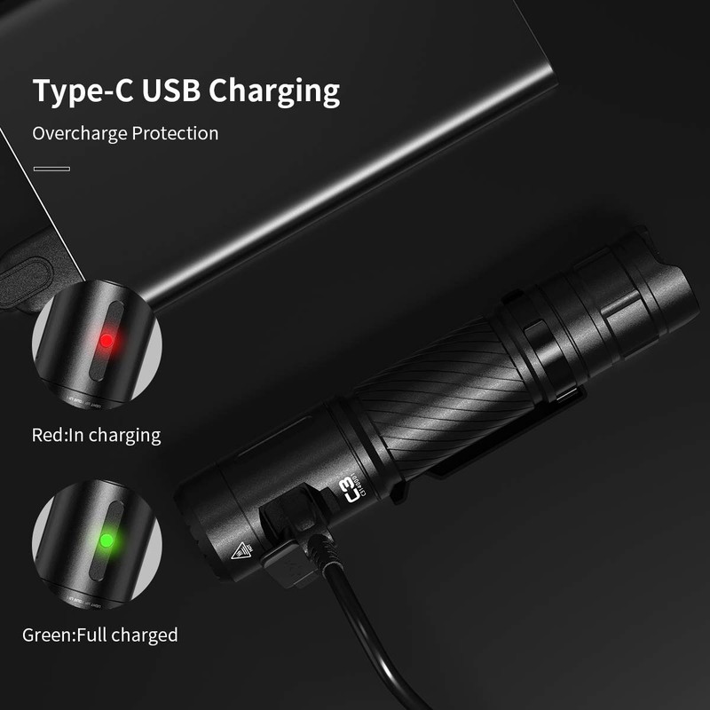 WUBEN C3 Rechargeable Flashlights 1200 High Lumens Super Bright, LED