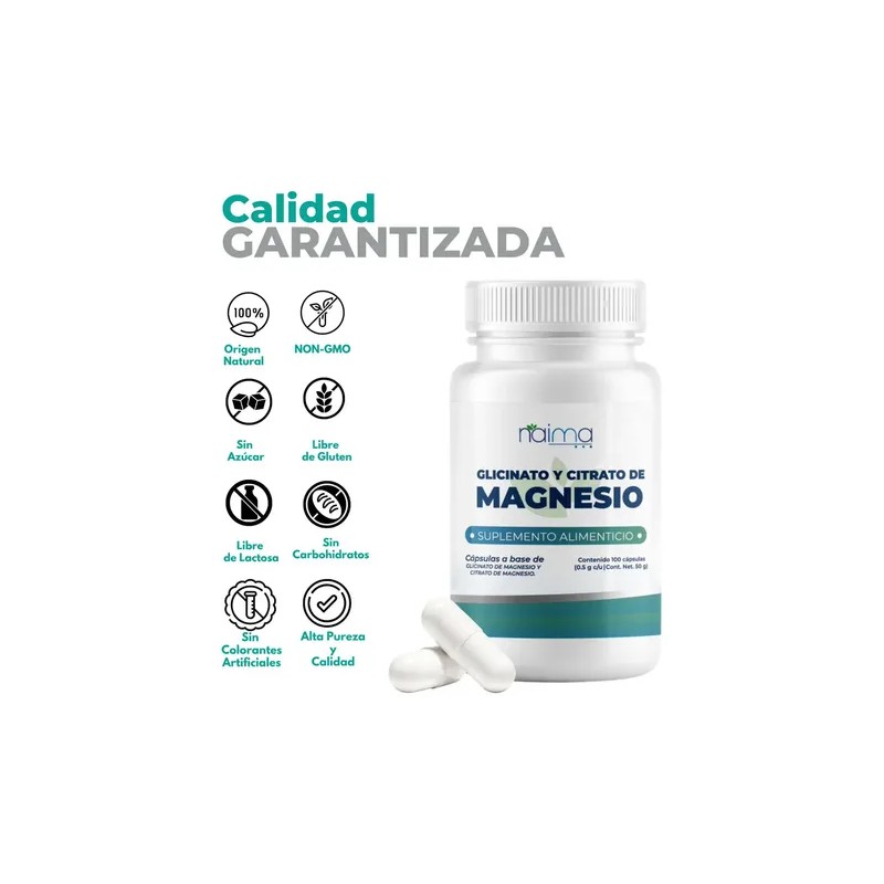 Glicinato Y Citrato De Magnesio 500 Mg 100 Cápsulas