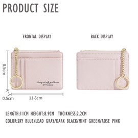 Sugeru Women's Mini Purse, Small PU Leather Purse with Zip, Many Compartments, Key Ring, Zipper Wallet with 8 Card Slots, Slim Minimalist Card Case, Green, Women's Mini Wallet