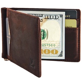 YBONNE Mens Slim Wallet with Money Clip Front Pocket RFID Blocking Thin Bifold Leather Card Holder Minimalist Mini Billfold