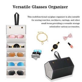 YanHLQJY Sunglasses Organizer Case,Sunglasses Case, Multi Sunglass Travel Case,Travel Sunglasses rganizer，Perfect Sunglasses Holder for Travelers and Multi-Eyeglass Owners (Black, 5 Slots)