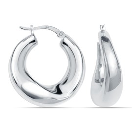 LeCalla Chunky 925 Sterling Silver Hoop Earrings for Women | Hypoallergenic Twisted Hoop Earrings for Women with Click Tops | Anti-Tarnish Silver Earrings Hoops Jewelry Gift 27MM